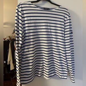 Saint James Navy and White Striped Long Sleeve Tee